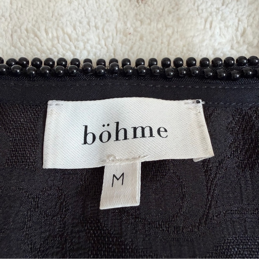 Bohme Black Pearl Collared Textured Floral Button Up Puff Sleeve Blouse - Picture 9 of 11